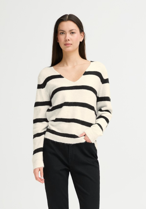 MAGLIA scollo V a righe MARA  -50%