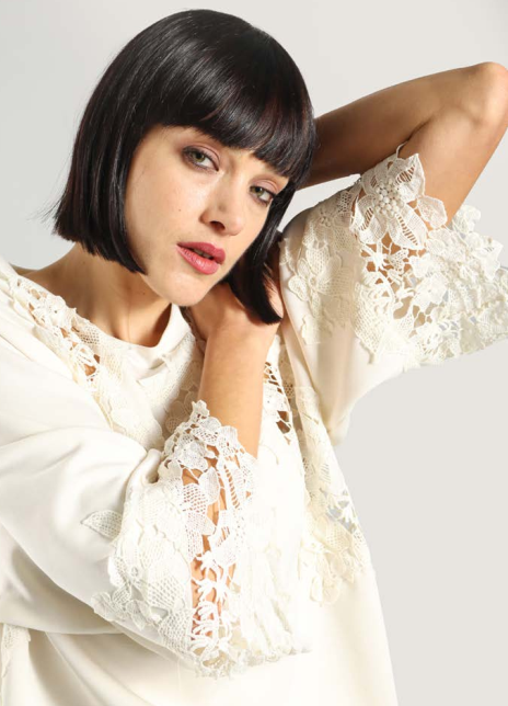 Felpa pizzo manica 3/4 Le Streghe