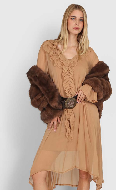 Abito georgette  con rouches Le Streghe -50%