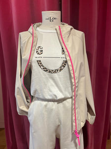 Giubbino beige profili fucsia