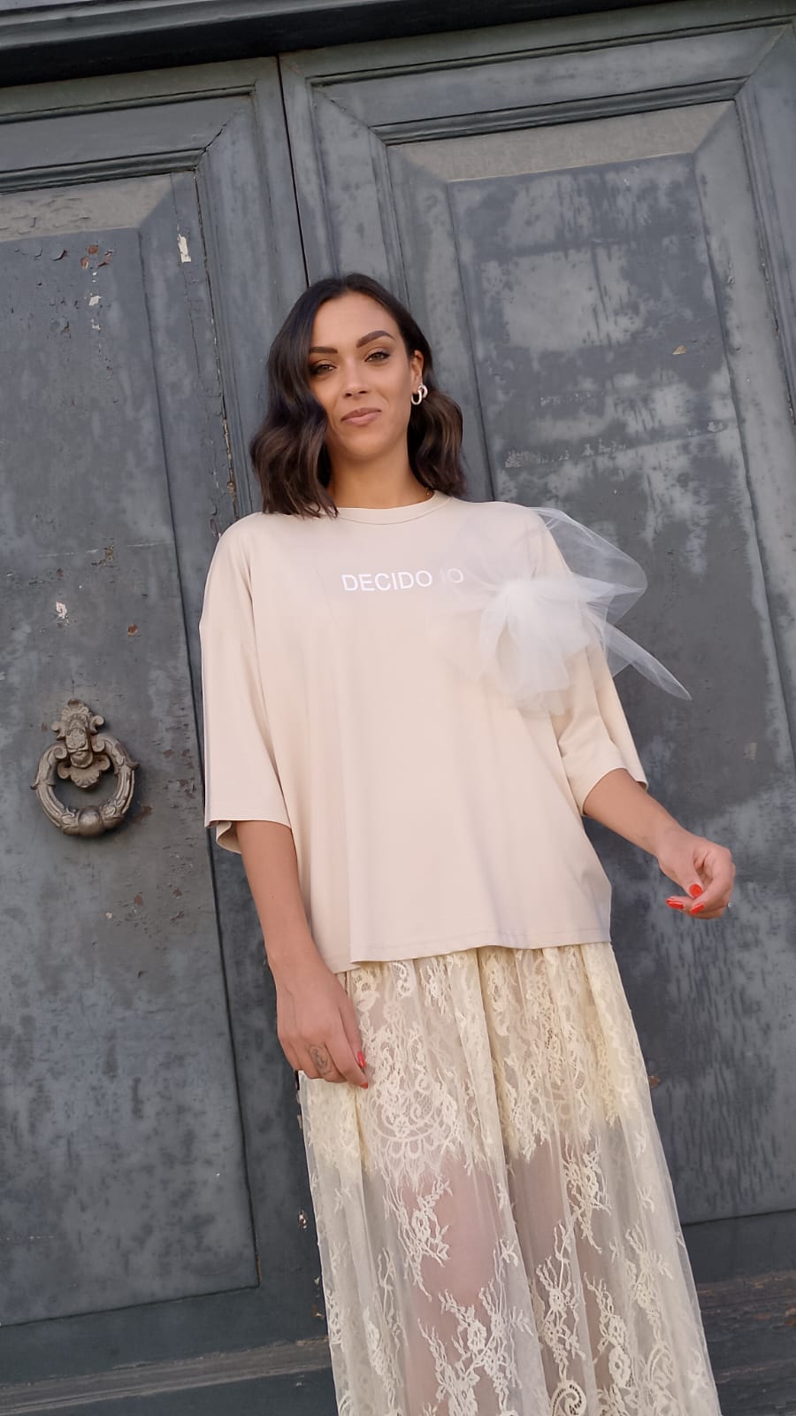 Tshirt con spilla  in tulle DECIDO IO