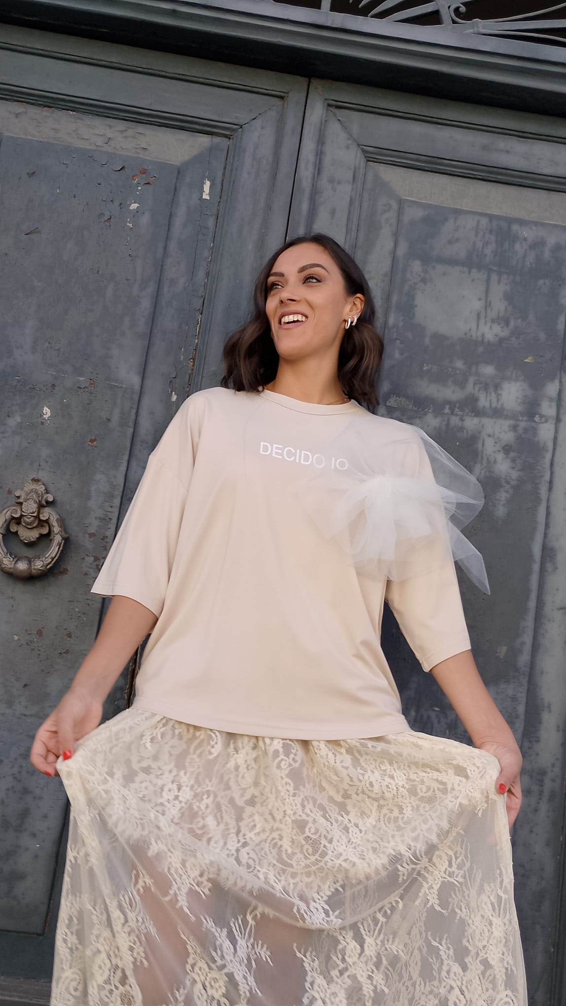 Tshirt con spilla  in tulle DECIDO IO