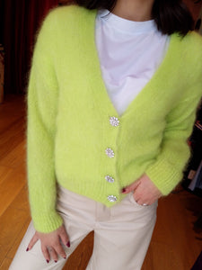 Cardigan fluo bottoni gioiello