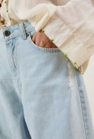 Jeans wide leg rotture