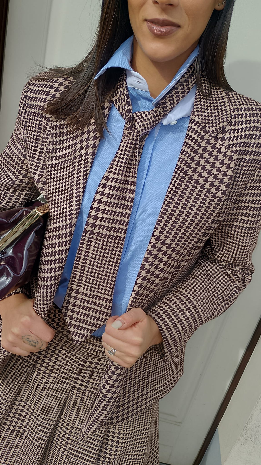 Giacca  con cravattino pied de poule MORO  -50%