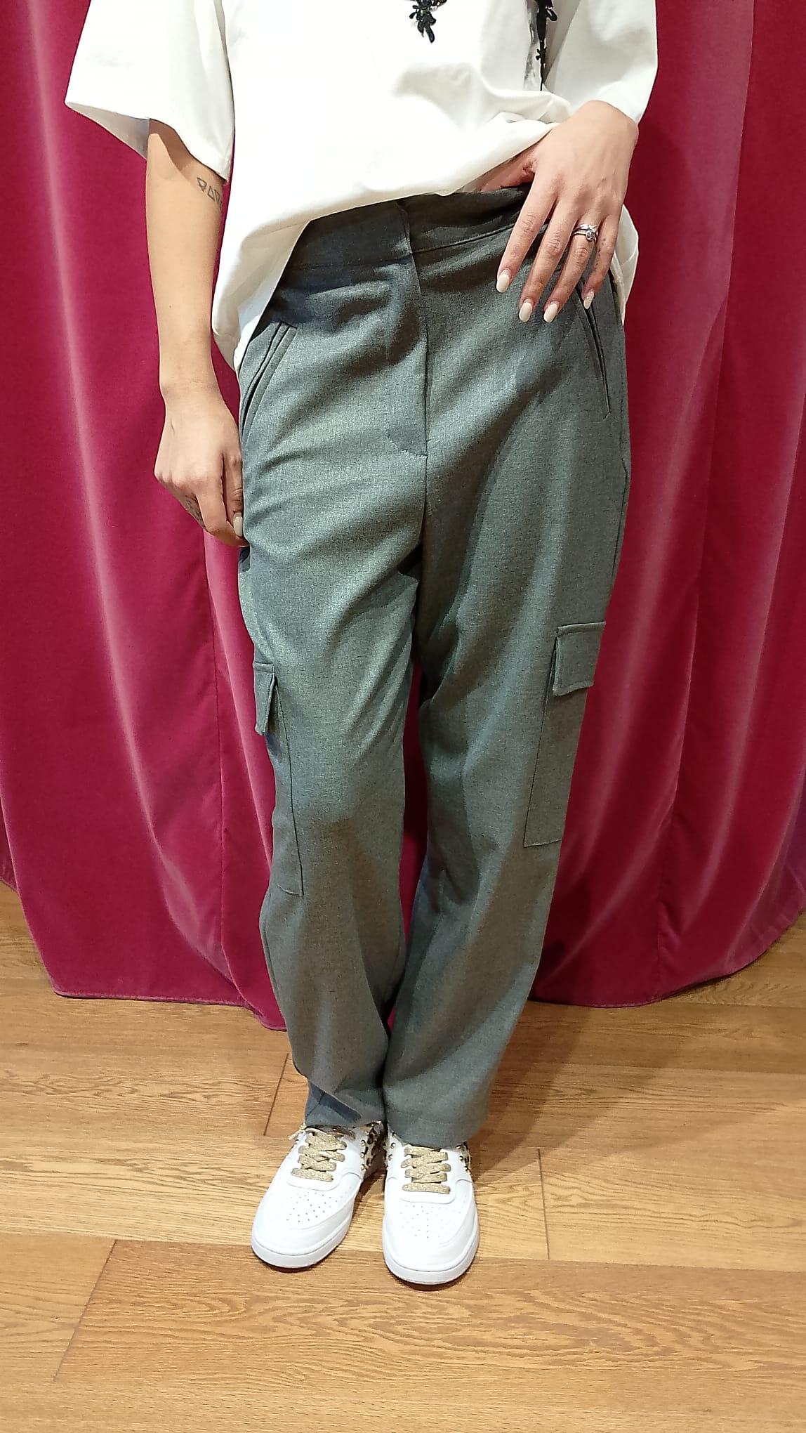 Pantalone grigio tasche Le Sarte del Sole  -50%