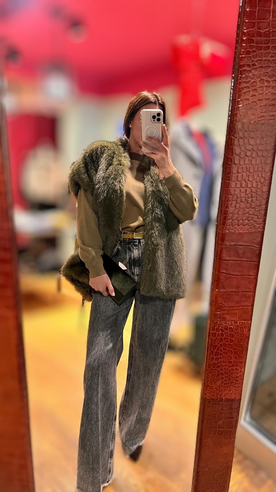 Gilet pelliccia verde  -50%