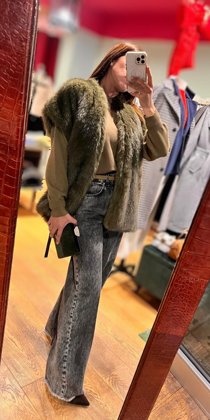 Gilet pelliccia verde  -50%