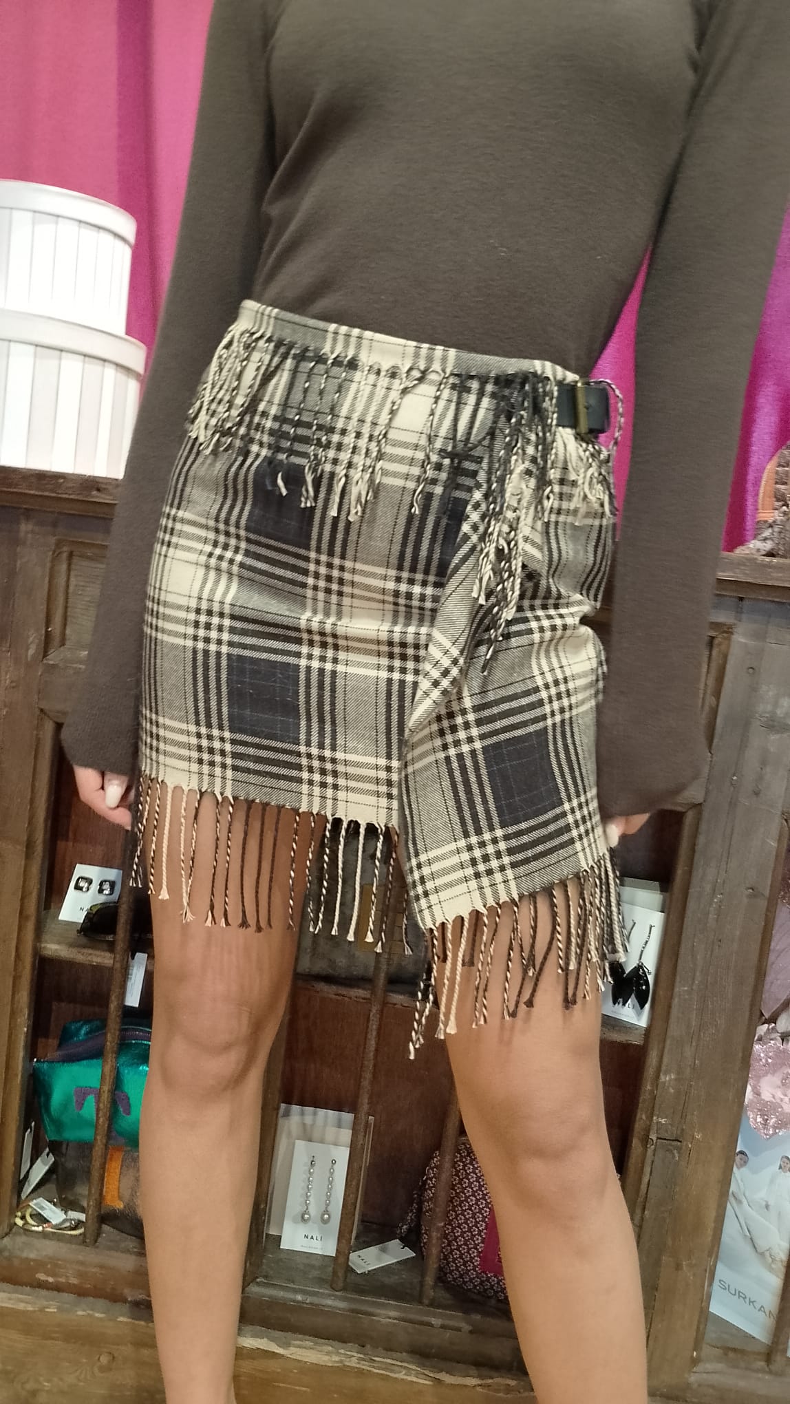 Mini a quadri frange Souvenir -50%