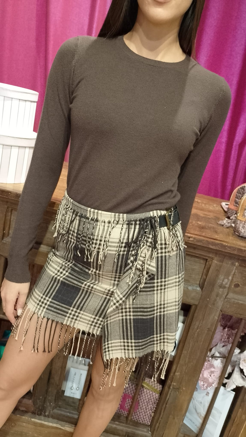 Mini a quadri frange Souvenir -50%