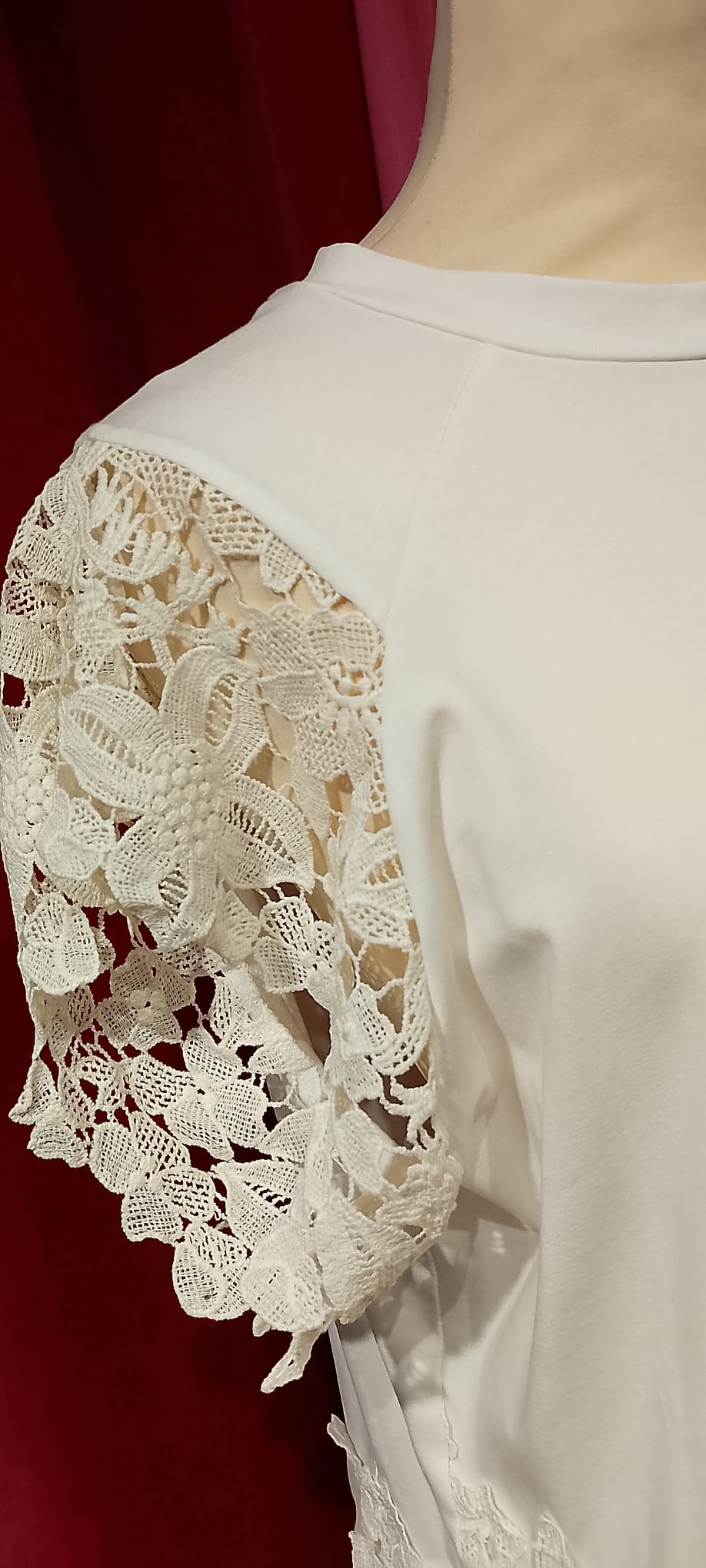 T shirt manica corta pizzo Le Streghe