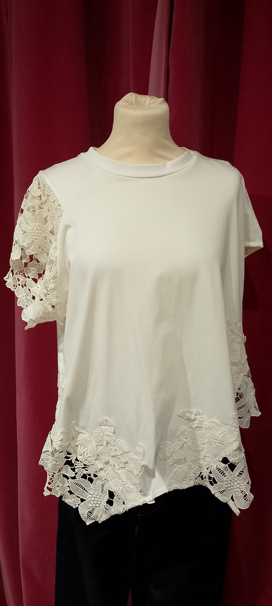 T shirt manica corta pizzo Le Streghe