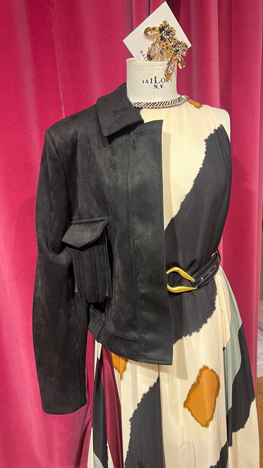 Giubbino scamosciato frange e zip