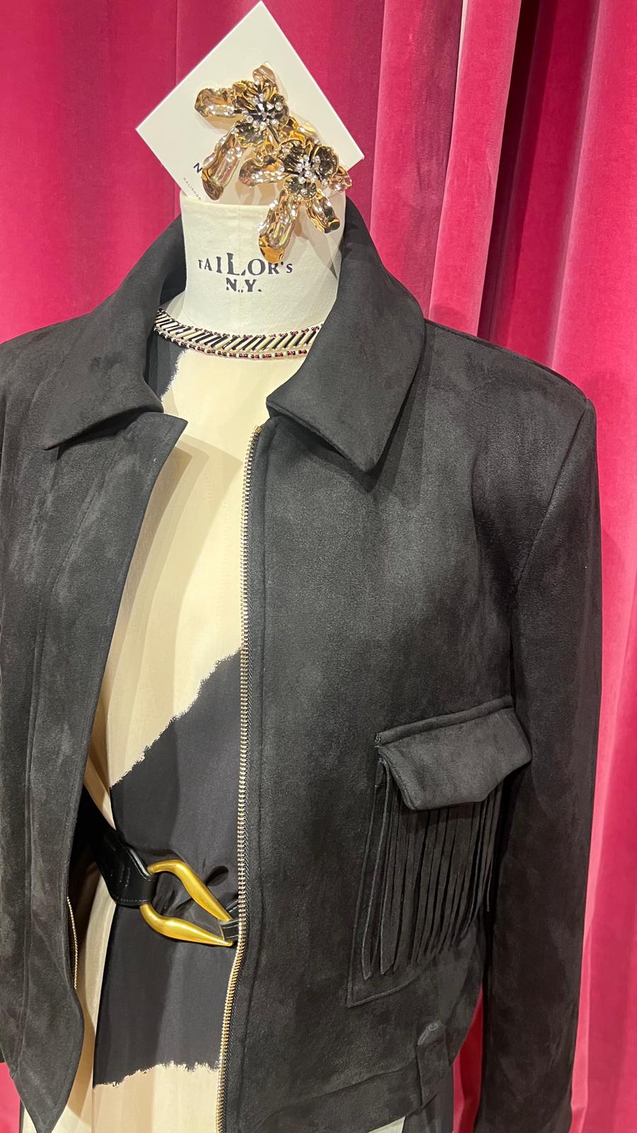 Giubbino scamosciato frange e zip