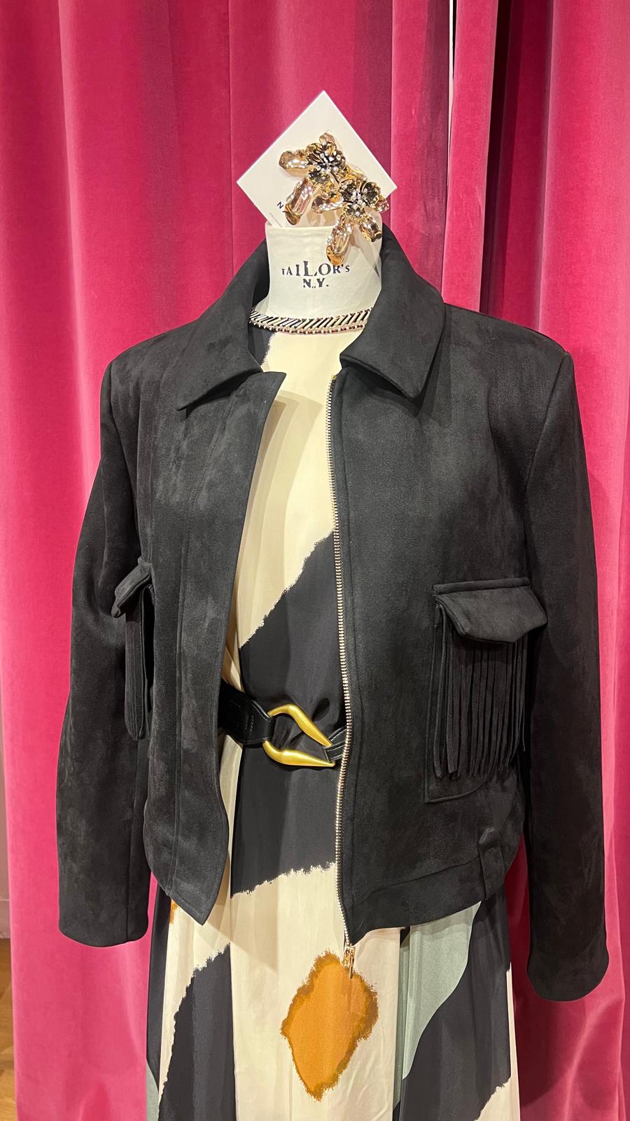 Giubbino scamosciato frange e zip