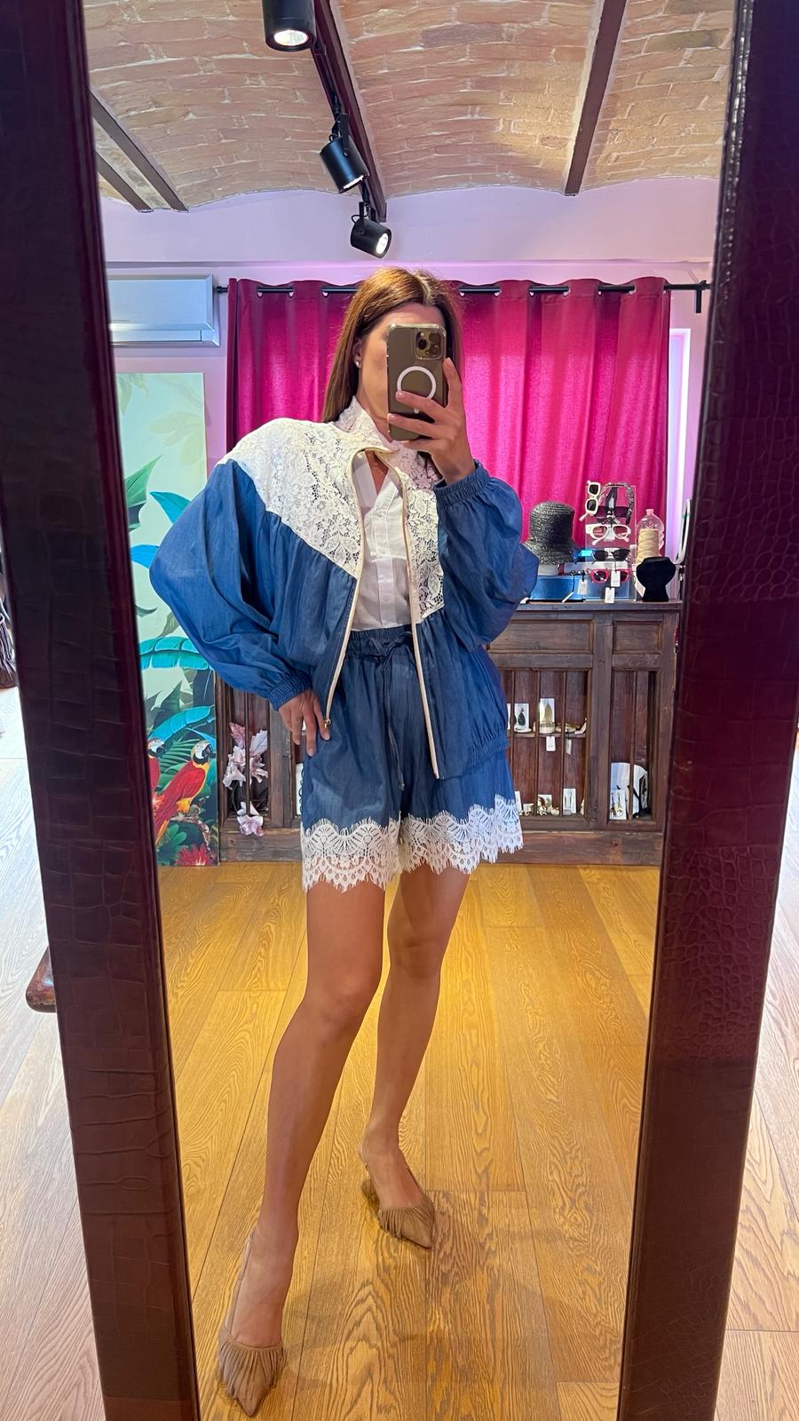 Bomber chambray pizzo