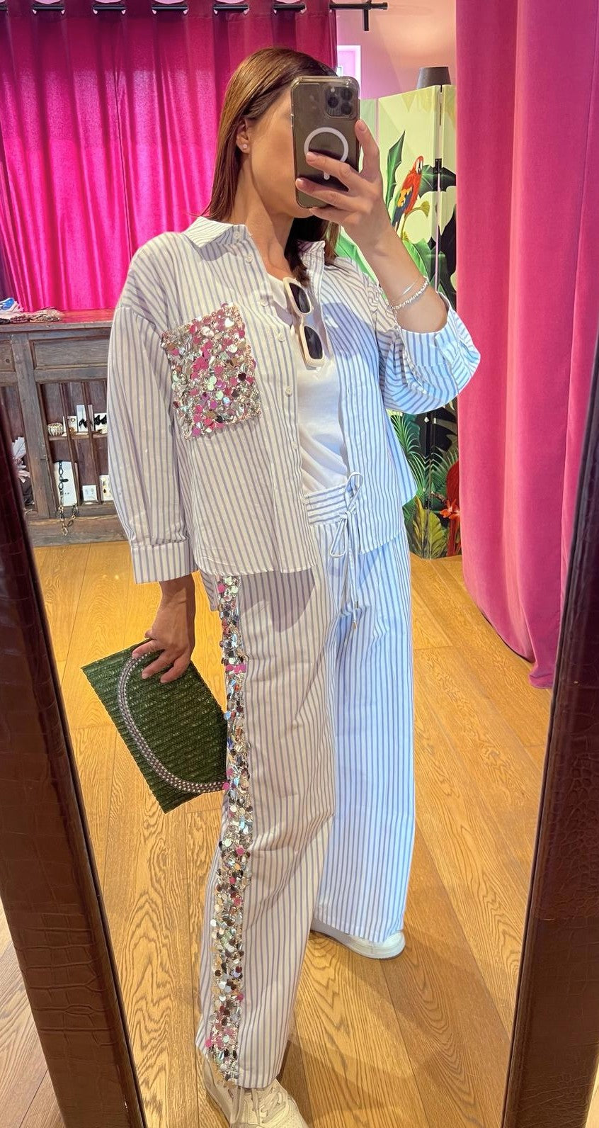 Camicia  righe taschino paillettes Motel
