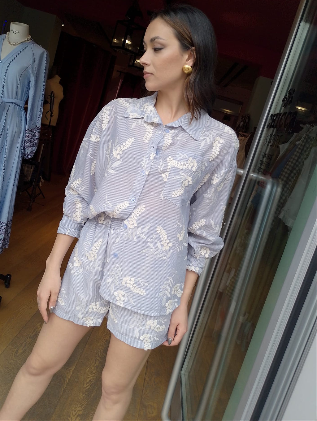 Camicia righe applicazione fiori Souvenir