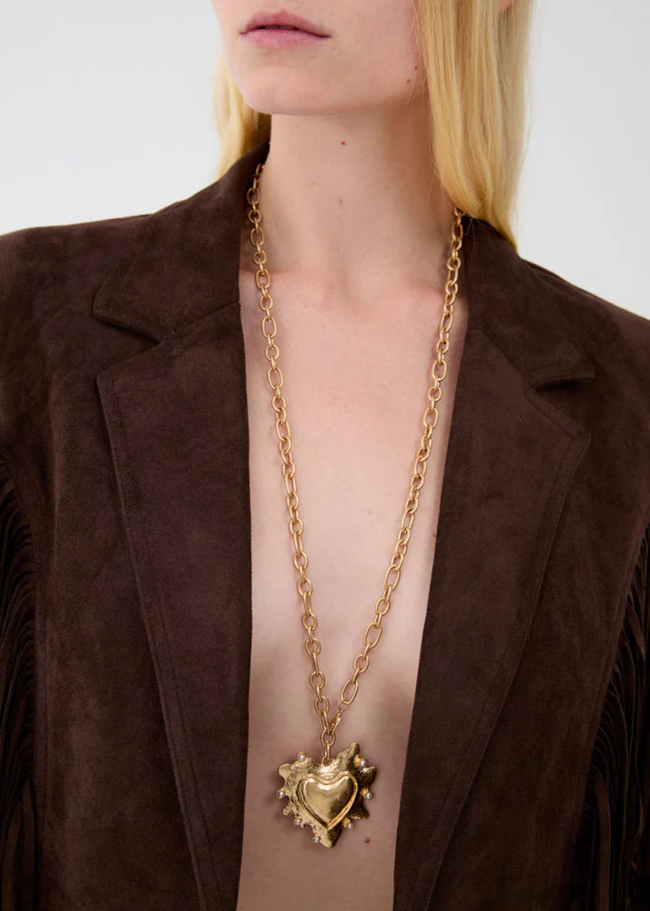 Collana lunga cuore sacro oro